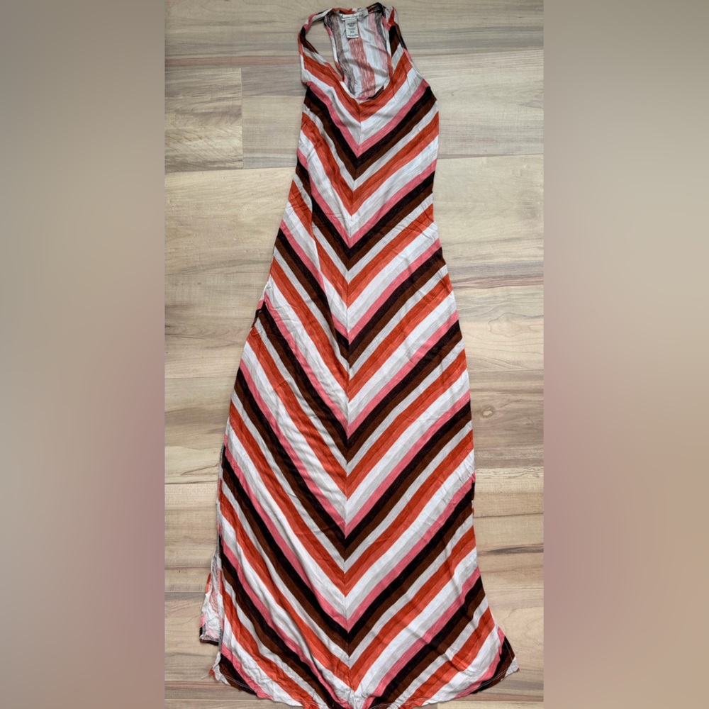 American Rag Chevron Maxi Dress - Red, Pink, Brown